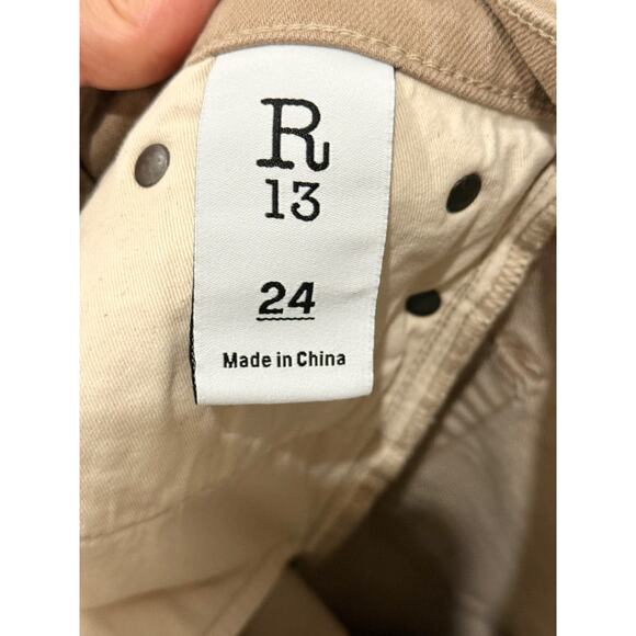 R13 Romeo Mid-Rise Straight Leg Cropped Jeans Clean Sawdust Stretch Women's 24 - Picture 4 of 5